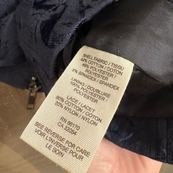 Free People Navy Blue Victorian Jacquard Lace Tie Back Button Blazer Size 8 - Picture 8 of 8